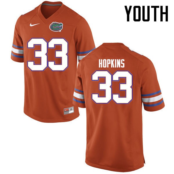 Florida Gators Youth #33 Tyriek Hopkins College Football Jersey Orange